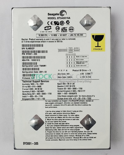 Seagate st340015a hard disk - st340015a,